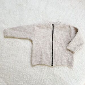 Du Pareil au Même French Wool Blend Knit Beige Cardigan Sweater